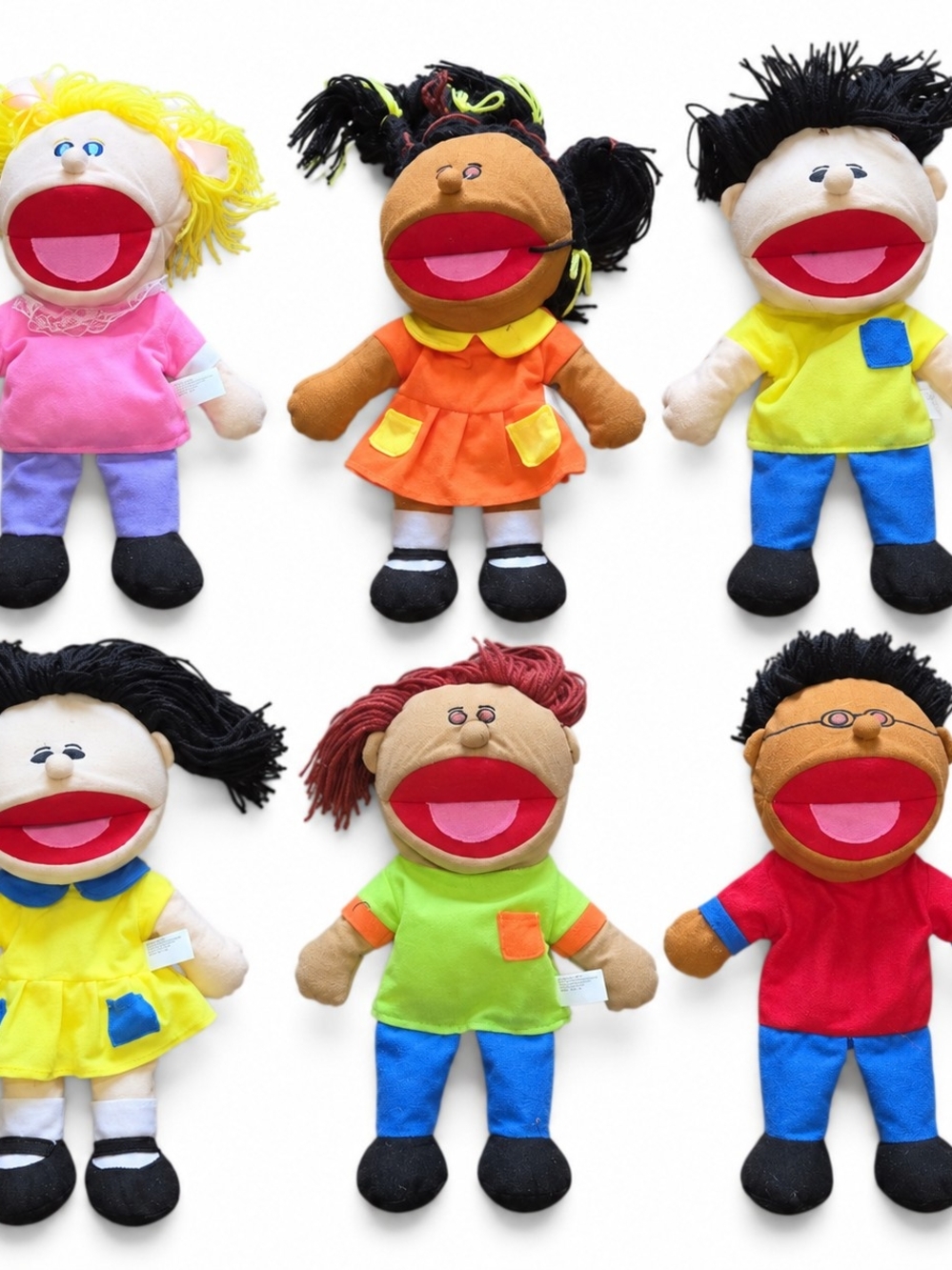 Oriental Trading Hand Puppets Set of 6 Plush People Classroom Storytelling Toys
